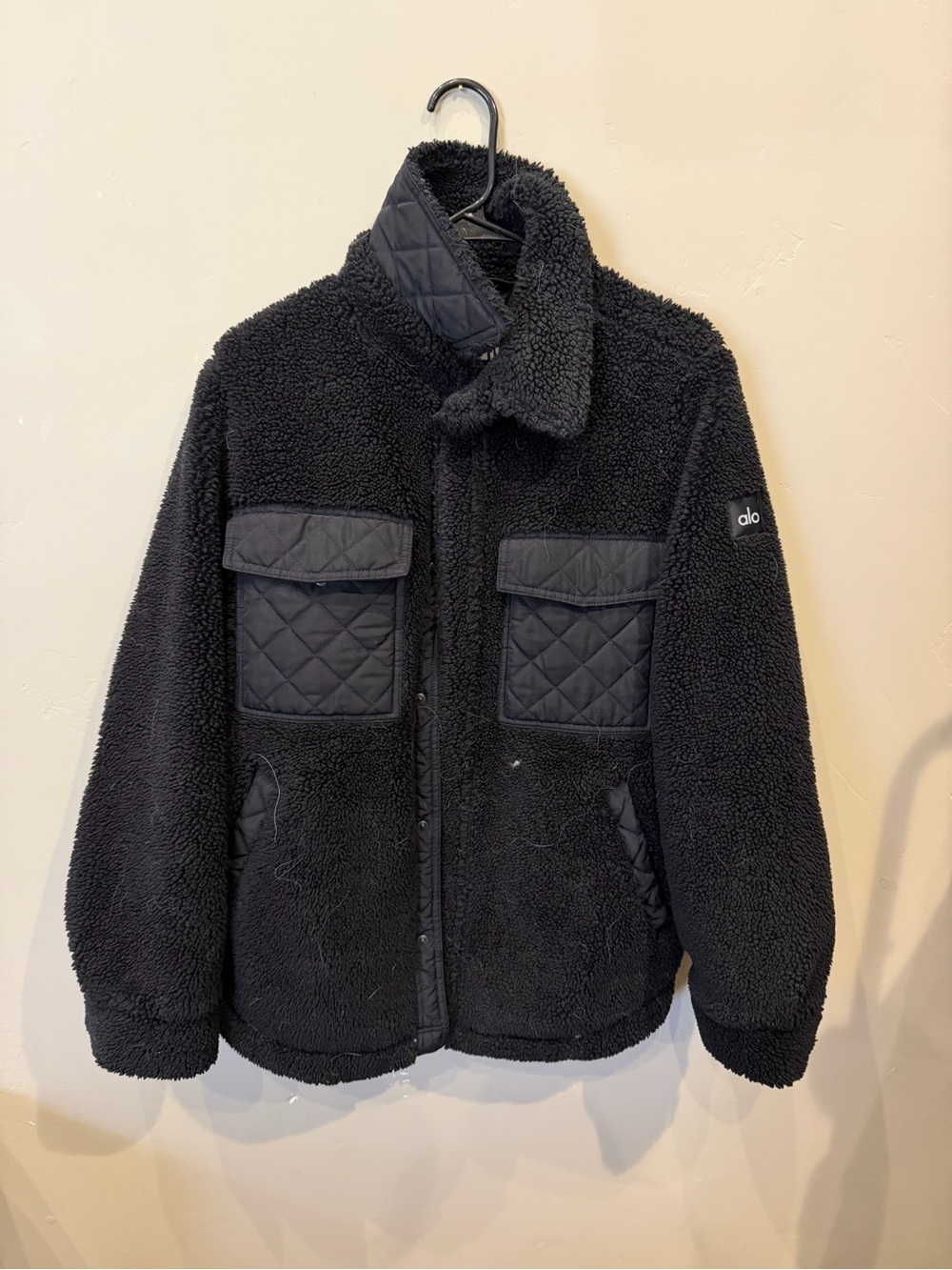 Alo Men's Black Quilted Sherpa Jacket